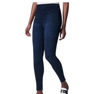 SPANX Jean-ish Ankle Leggings Dark Blue Wash Skinny Jeans Size Medium Stretchy